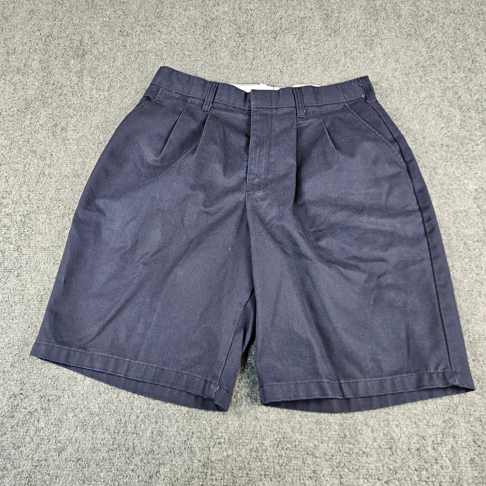 School Apparel Inc Mens Navy Blue Pleated‎ Uniform Shorts Twill Cotton Blend